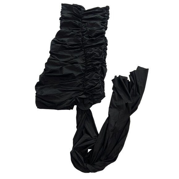 Maygel Coronel Sinu Strapless Ruched Mini Dress in Black - Picture 1 of 5